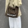 Bolso de Lona Estilo Perezoso con Estampado de Leopardo para Mujer 2025 Otoño Nueva Moda Bolso de Hombro Casual Gran Capacidad Bolso de Mano para Viajero