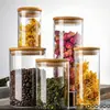 Frasco Sellado de Vidrio de Borosilicato Personalizado por el Fabricante Frasco Sellado de Almacenamiento para Cocina Frasco para Té Tapa de Madera de Bambú Frasco de Almacenamiento de Vidrio