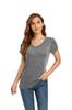 Roupas femininas europeias e americanas transfronteiriças 2021 primavera e verão Nova Amazon cor sólida V-neck camiseta de manga curta folgada top de comércio exterior casual