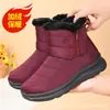 Botas de nieve cálidas de invierno con suela gruesa, forradas de forro polar, engrosadas, para madres de mediana edad y mayores, talla grande, antideslizantes, estilo invernal con tacón cubierto