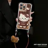 Funda de teléfono de mezclilla vintage con gato, adecuada para Apple 17pm, iPhone 15 con cordón en las cuatro esquinas, 16 caricaturas, 14 cruzada, 18