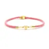 Pulsera con Cuerda Rosa Letras Inglesas A-Z Corazón Chapado en Cobre Dorado Tamaño Ajustable con Cuentas Letras Grabadas Brillantes para Mujer