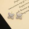 Brincos de Flor de Trevo com Diamantes Inteiros, Brincos de Luxo Leve com Design Compacto, Brincos da Moda de Celebridade da Internet para Mulheres