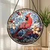 Pinzón Rojo Vidrio Pintado Color Colgante Decoración Colgante de Vidrio para el Hogar Decoración de Ventana Atrapasoles para el Jardín
