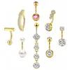 Set de 8 Piezas de Acero Inoxidable para Ombligo Transfronterizo Anillo de Ombligo de Doble Punta Incrustado con Circonita Brillante Joyería de Piercing Simple y de Moda