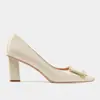 Zapatos Clásicos Rv para Mujer de Tacón Alto con Hebilla Metálica Charol Planos de Tacón Grueso Ropa de Oficina Ol Boca Baja Hebilla Cuadrada Zapatos Profesionales Que No Cansan los Pies