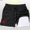 Calça de praia masculina de verão AliExpress, camada dupla 2 em 1, listrada, para corrida, de malha, esportiva, secagem rápida, à prova d'água