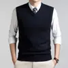 Colete Tricotado de Inverno 2026 Comércio Exterior Transfronteiriço Suéter Masculino Colete Masculino para Homens de Meia-Idade Suéter de Lã em Camadas para Homens