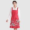 Delantal Guofeng Nuevo Chino Retro Plisado Doble Hombro Doble Bolsillo Ropa de Trabajo para Mujer Anti-manchas Cocina Catering Cocina
