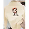 Camiseta de Manga Larga para Niñas Otoño/Invierno 2026 Nuevo Estilo Top Térmico de Polar Alemán para Niños Medianos y Mayores Estilo Coreano Elegante Top con Volantes Ropa Interior