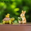 Presente criativo transfronteiriço desenho animado animal realista jardinagem doméstica paisagem em miniatura com boneca fofa resina pequenos ornamentos
