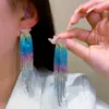 Pendientes largos con borlas de diamantes superbrillantes de lujo europeos y americanos, elegantes pendientes de novia a la moda para mujer, accesorios para pendientes