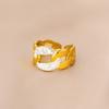 Nuevo diseño Nicho anillo de dedo de acero de titanio micro incrustado diamante completo tejido anillo abierto chapado al vacío oro de 18 quilates joyería al por mayor