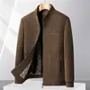 Chaqueta de Hombre para Otoño e Invierno, de Cuello Alto, Estilo Papá, Pana, con Forro de Terciopelo Grueso, Chaqueta de Negocios Casual, Ropa de Abrigo para Hombre