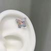 Pendientes de mariposa con circonitas polarizadas y forma de hueso para oreja, con base plana y diamante, de acero de titanio y con tornillo, para mujer