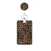 Porta-credencial retráctil más vendido transfronterizo con estampado de leopardo UV, porta-tarjeta de identificación para el trabajo, clip para insignia médica y cordón retráctil, en stock
