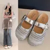 Sandalias de Verano 2025 para Mujer, Nuevo Estilo, Caladas, con Aumento Interno de Altura, Suela Gruesa, Punta Cerrada, Malla Transpirable, Slip-Ons Estilo Birkenstock
