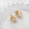 Laço Vazado Pérola Natural de Água Doce Simples Estilo Ins Cor Dourada Conservável Pingente DIY Acessórios de Joias com Contas