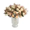 Suministro Transfronterizo de Amazon Artificial 10 Cabezas Ramo de Rosas Anna Decoración para Sala de Estar Hogar Rosa Falsa Artificial