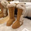 Botas de Nieve Largas de Invierno Hasta el Muslo para Mujer Suela Gruesa que Aumenta la Altura Felpa Gruesa Cálida Botas de Piel Media Caña Zapatos de Algodón Antideslizantes Adelgazantes Tallas Grandes