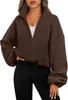 Amazon transfronterizo 2024 Suéter de moda para mujer con cuello de forro polar de grano multicolor con cremallera cárdigan chaqueta cálida top