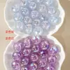 Floco de Neve 3D de Alta Transparência que Muda de Cor + Brilha no Escuro Contas Redondas com Furo Passante 16mm Acessórios para Pulseira Chaveiro Joias DIY