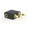 Adaptador de audio para auriculares de aviación 3.5MM chapado en oro de doble canal enchufe de auriculares de aeronave enchufe de aviación