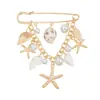 Joias Transfronteiriças Europeias e Americanas Broche de Concha Estrela do Mar Pérola Artificial para Verão na Praia Acessórios Personalizados Multifuncionais Pin Decoração