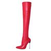 Comercio Exterior Transfronterizo Botas de Caña Alta por Encima de la Rodilla para las Cuatro Estaciones Cierre Trasero Bicolor Tacón Alto Fino Botas de Moda Sexy para Mujer