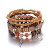 Pulseira Europeia e Americana Bohemia Retrô com Contas e Pingente de Asa Empilhada de Alto Valor Moda Novo Estilo