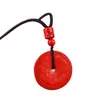 Collar Colgante Loto de Cinabrio Crudo Paz con Arena Roja de Alto Contenido para Hombres y Mujeres, Adecuado para el Año de Nacimiento, Joyería de Regalo al por Mayor