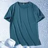 Camiseta Masculina de Seda Gelada Gordurosa Manga Curta Verão Fina Tamanho Plus Manga Meia Manga Stretch Secagem Rápida Roupas Fitness Camiseta