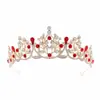 Liquidação Tiara Cabeça Coroa Princesa Vintage Estilo Floresta Diamante Vermelho Deusa Coroa de Aniversário Vestido de Noiva de Alta Qualidade Vestido de Festa Acessório de Cabelo