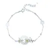 Pulseira Tichia Original com Fivela de Paz Borboleta Luminosa para Mulheres Prata Esterlina S925 Novo Estilo Chinês Pedra Calcedônia Branca Cool Joia de Mão