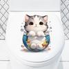 Xian 23054 - Pegatinas de baño 3D transfronterizas con diseño de gato, pegatinas de pared para tapa de inodoro, pegatinas decorativas autoadhesivas renovadas