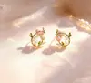 Aretes de Tulipán Envueltos para Mujer, Aretes de Flor con Circonita y Perlas, Aretes Versátiles de Temperatura de Lujo Ligero de Alta Gama