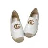 Versión Alta G Casa Bordado Estampado Zapatos de Pescador Otoño 2024 Suela de Goma Tejida Piel Boca Baja Casual Zapatos para Mujer