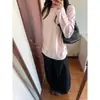 Camiseta de Manga Larga con Cuello Redondo para Mujer, Diseño Casual Perezoso Estilo Americano, Top para Primavera y Otoño, Camiseta Básica para Parejas de Hombres, Holgada y Moderna