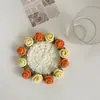 Posavasos de Ramo de Rosas Hecho a Mano Terminado Crochet de Lana Cambio de Taza Ramo de Mano Regalo Creativo Posavasos de Flor Tejida