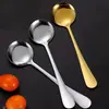 Cuchara de Acero Inoxidable Hogareña para Comer Cuchara para Sopa Nido de Pájaro Cuchara de Pegamento Floral Cuchara Redonda para Postre Cuchara para Sandía Cuchara de Regalo Logo