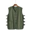 Colete fino de verão retrô colete masculino terno Tang estilo chinês sem mangas para meia-idade e idosos jaqueta mandarim de linho camisa de baixo masculina