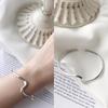 Pulseira Aberta Elegante Minimalista da Moda em Prata Esterlina S925 Estilo Coreano Versátil com Linha Curva para Mulheres