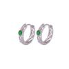 Pendientes de plata de ley S925 con diseño de jade verde y jade azul, estilo nacional, con cuentas redondas huecas y diseño de hierba Tang, con clip para las orejas de plata