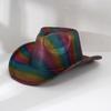 Chapéus de Cowboy Gradientes Transfronteiriços da Moda para Mulheres e Homens, Combinação Colorida para Festas, Reuniões de Viagem e Uso Diário com Lantejoulas