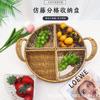 Rattan de imitação tecido com acrílico luxo leve alta qualidade novo prato para lanches lanches para chá da tarde compartimento para frutas secas doces