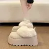 Pantuflas de Algodón Estilo Birkenstock para Mujer con Aumento de Altura, Adecuadas para Personas Bajitas, Para Usar en Invierno al Aire Libre, Nuevo Modelo 2025, Forradas de Borrego, Cálidas, Suela Gruesa, Pantuflas Peludas