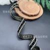 Cinta de encaje con perlas de seda de platino negro para coser a mano, accesorios para ropa, bolsos, zapatos y sombreros, tira decorativa