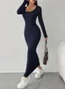 Comercio Exterior Transfronterizo Europeo y Americano Nueva Ropa para Mujer Sitio Independiente de Amazon Vestido Elegante Ajustado de Color Sólido Falda Larga en Stock