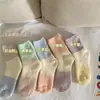 Meias Peludas Macaron Color Contrast Lã Coral Outono e Inverno Espessas Quentes Meias de Chão Casa Dormir Meias Femininas Meias Lua