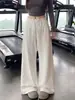 Pantalones grises de lunares de pierna ancha para mujer, nueva colección otoño 2026, de cintura alta, adelgazantes, con caída fluida, diseño versátil de pierna recta, pantalones casuales de largo hasta el suelo